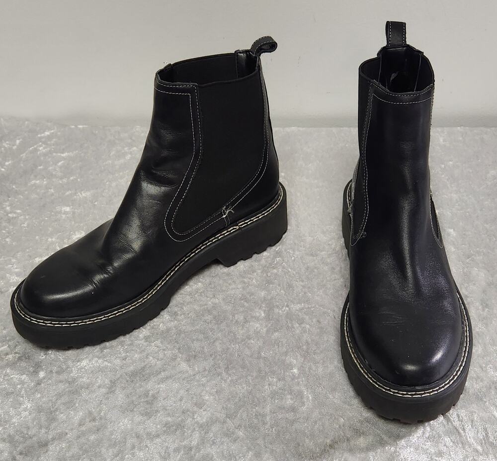 Calvin Klein Shari Lug Chelsea Women Black Platform Pull-On Boots-Size 8M
